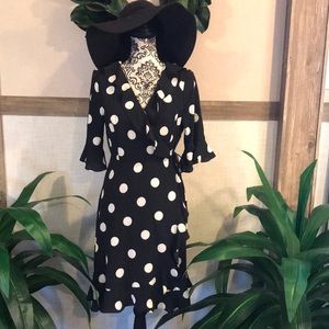 Lily Black True Wrap Polka Dot Hipster Dress